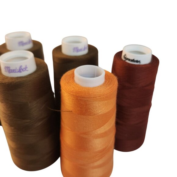 Maxi-Lock & Signature Sewing Thread Cones - Set Of 6 Brown & Orange Hues - Picture 4 of 8